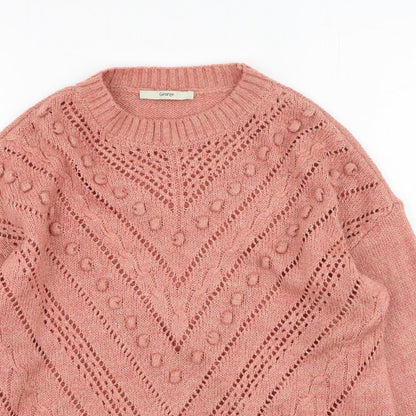George  Womens Pink Round Neck  Acrylic Pullover Jumper Size S