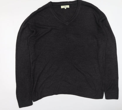 Easy Mens Grey V-Neck  Acrylic Pullover Jumper Size XL