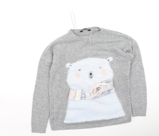 Womens UK Size S Peacocks Grey Pullover Jumper