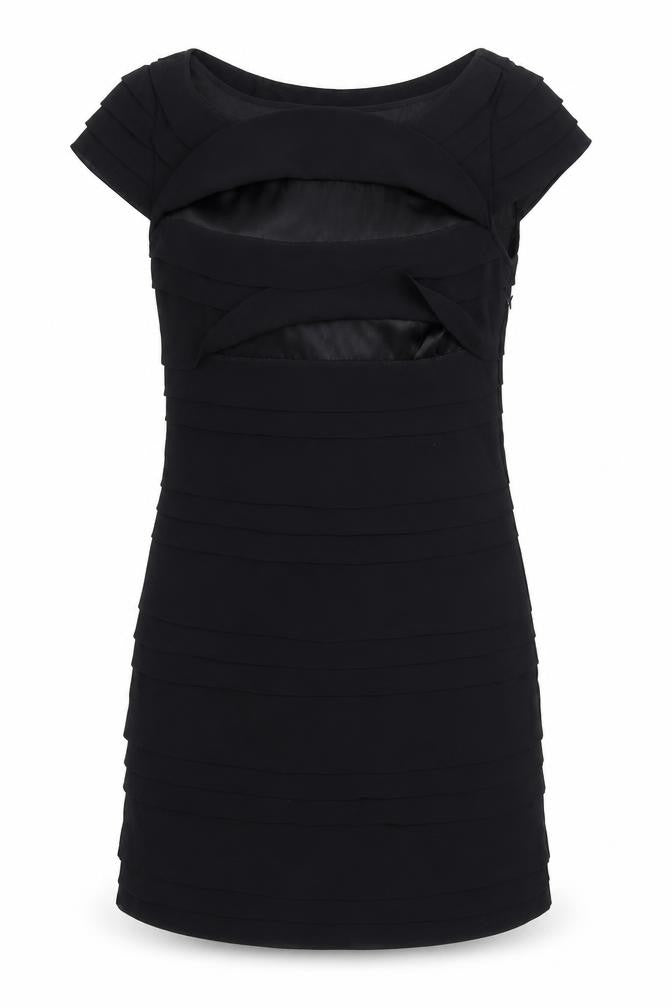 French Connection Womens Black  Polyester Bodycon  Size 8  Round Neck