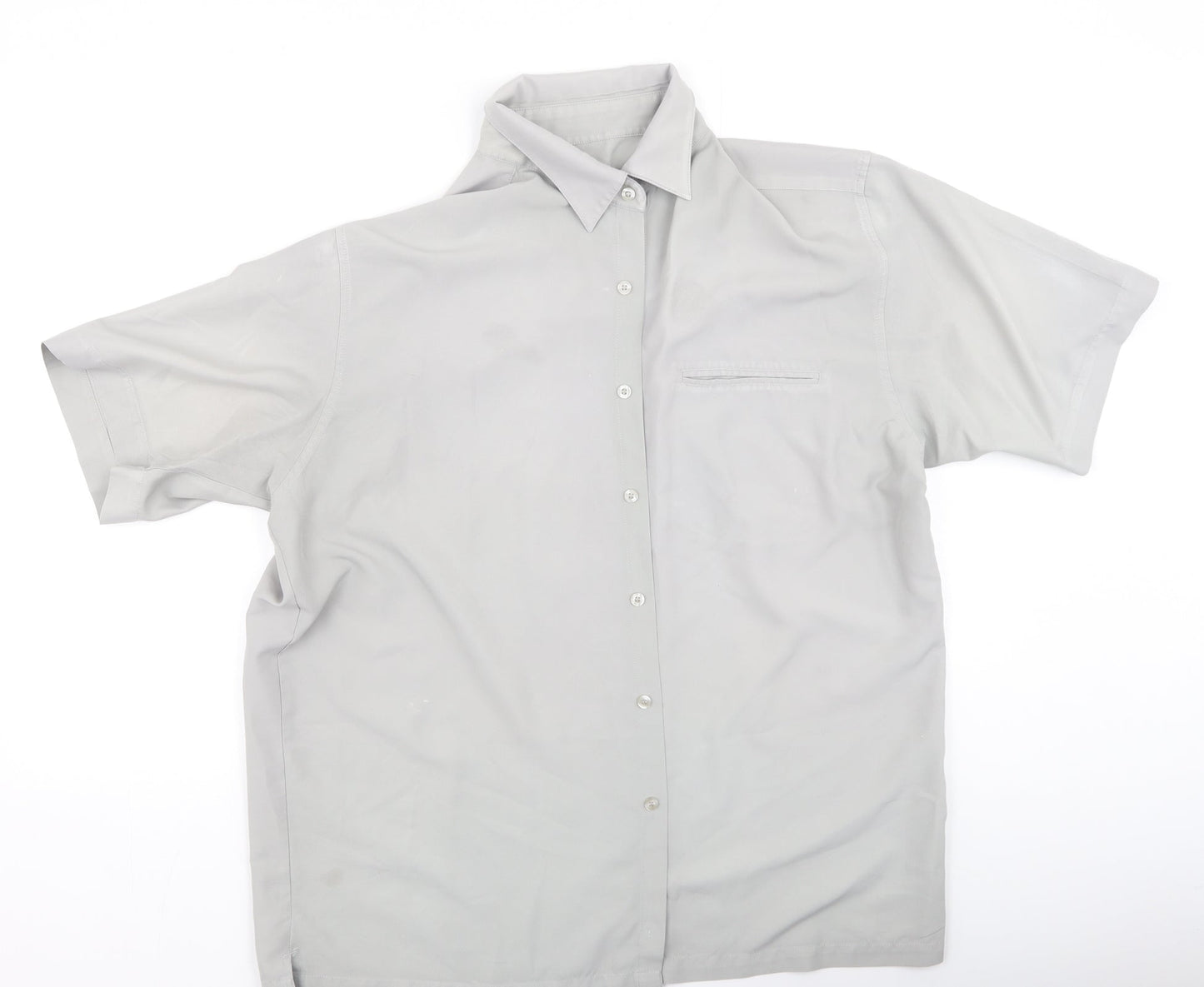 F&F Mens Grey  Polyester  Button-Up Size L Collared