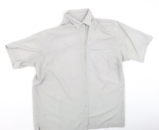 F&F Mens Grey  Polyester  Button-Up Size L Collared