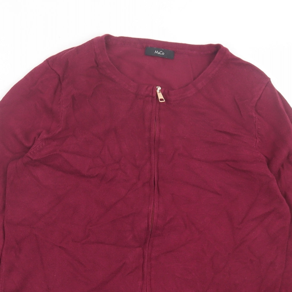 Womens UK Size 12 M&Co Purple Full Zip Jumper