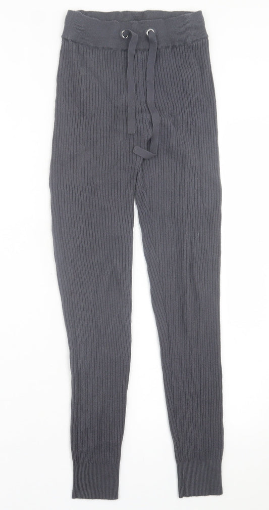F&F Womens Green  Polyester Capri Trousers Size 8 L29 in Regular Tie - Ribbed fabric