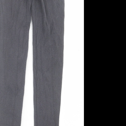 F&F Womens Green  Polyester Capri Trousers Size 8 L29 in Regular Tie - Ribbed fabric