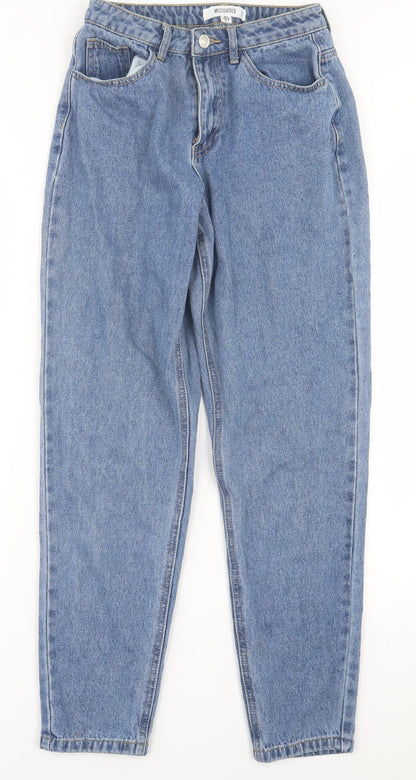 Missguided Womens Blue  Cotton Straight Jeans Size 6 L29 in Regular Button