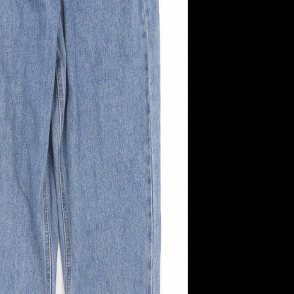 Missguided Womens Blue  Cotton Straight Jeans Size 6 L29 in Regular Button