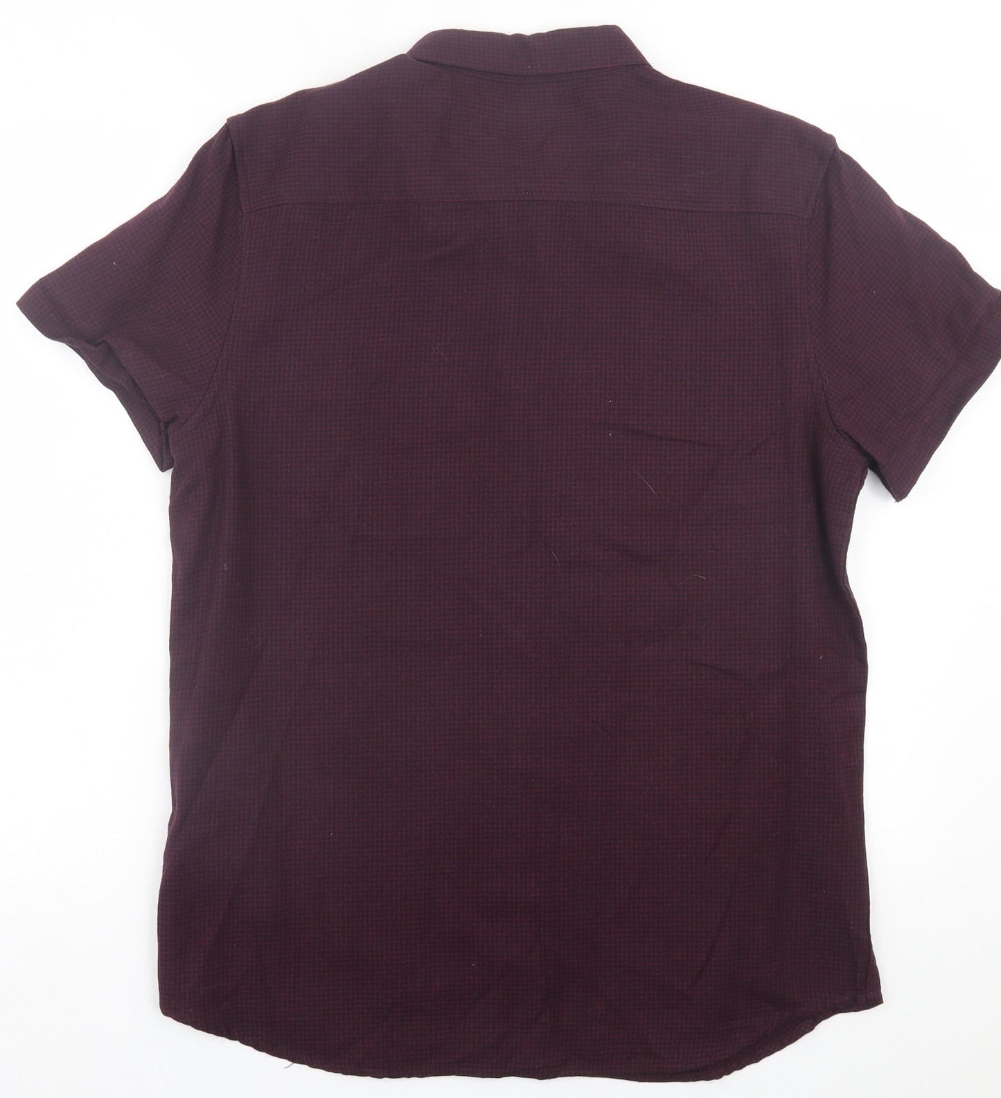 Mens UK Size L Cedar Wood State Purple  Button-Up Short Sleeve Casual Shirt