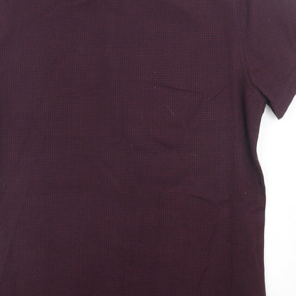 Mens UK Size L Cedar Wood State Purple  Button-Up Short Sleeve Casual Shirt