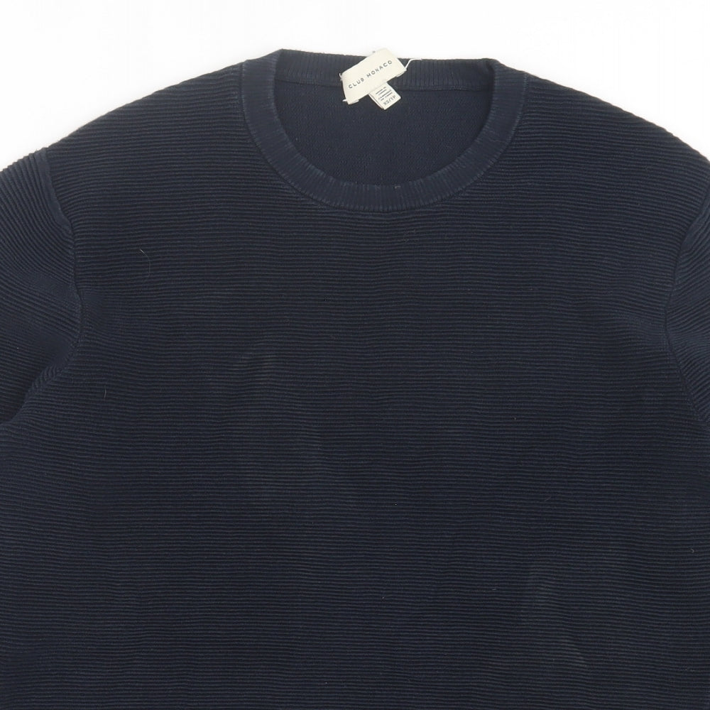 club manaco Mens Blue Crew Neck  Cotton Pullover Jumper Size XS