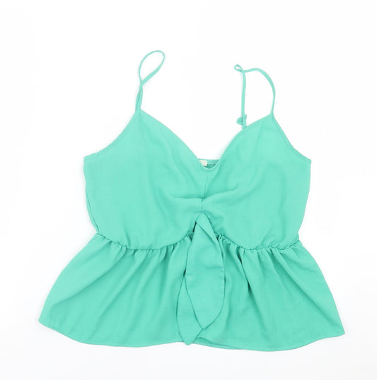 George Womens Green  Polyester Basic Tank Size 12 V-Neck