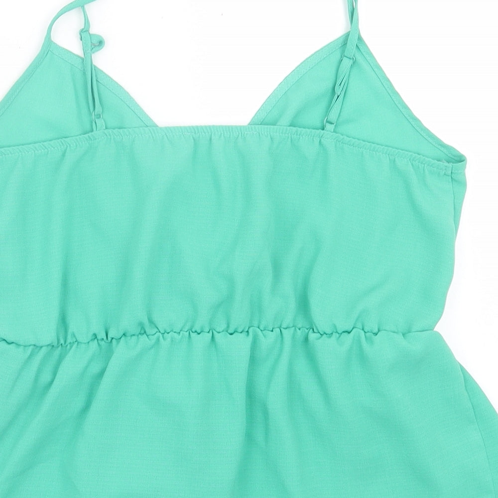 George Womens Green  Polyester Basic Tank Size 12 V-Neck