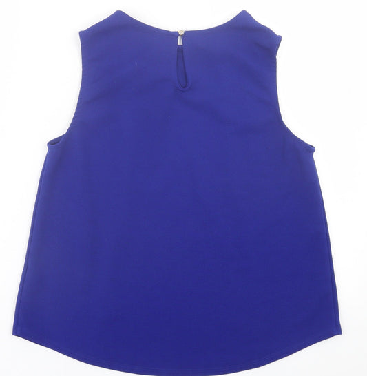 Papaya Womens Blue  Polyester Basic Tank Size 12 Crew Neck