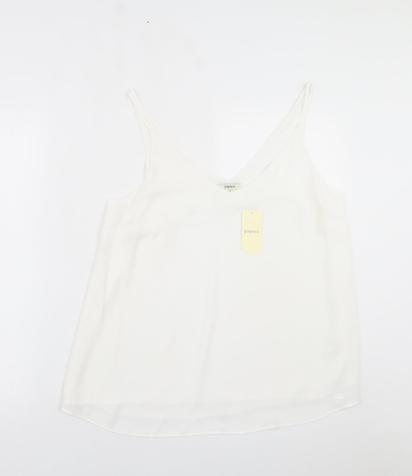 Papaya Womens White  Polyester Basic Tank Size 14 V-Neck