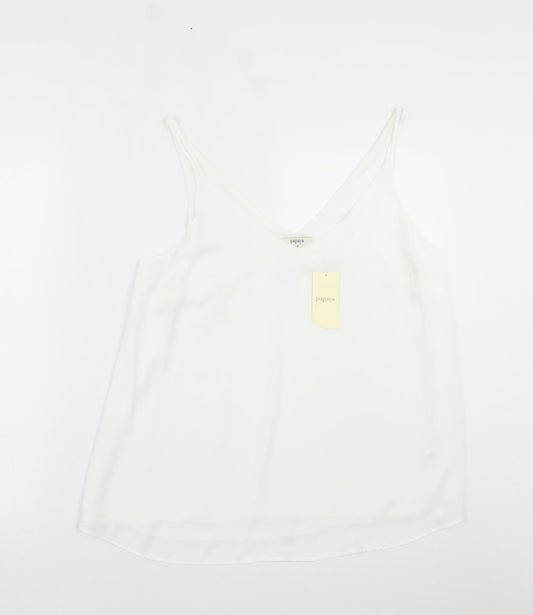 Papaya Womens White  Polyester Basic Tank Size 14 V-Neck