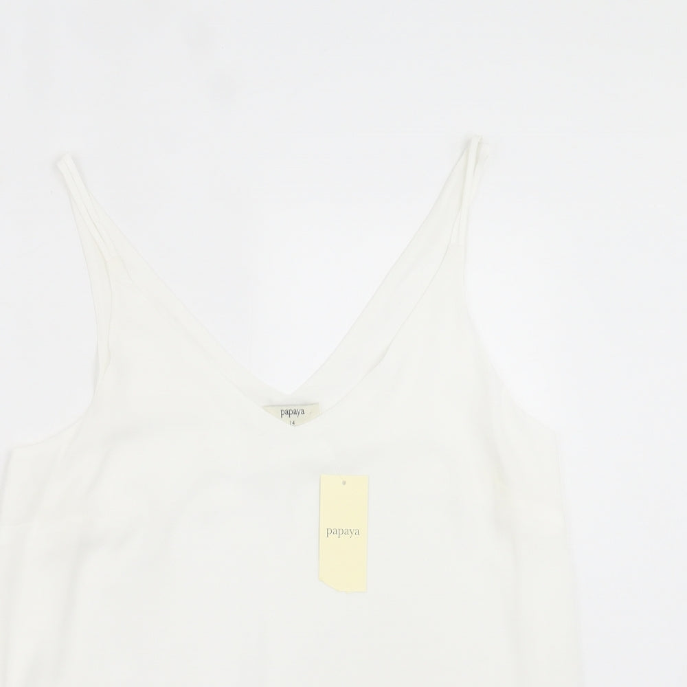 Papaya Womens White  Polyester Basic Tank Size 14 V-Neck