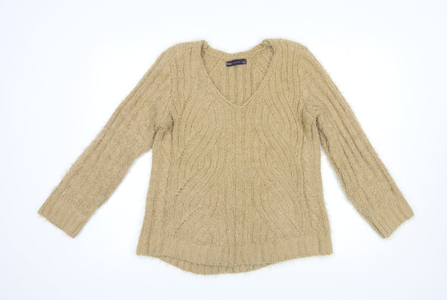 Womens UK Size M Marks and Spencer Beige Pullover Jumper