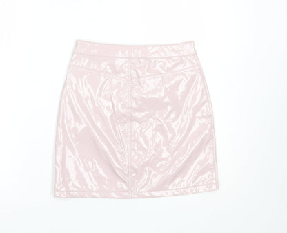 Denim Club Womens Pink  Polyurethane Mini Skirt Size 6   Lace Up
