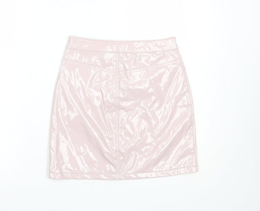 Denim Club Womens Pink  Polyurethane Mini Skirt Size 6   Lace Up