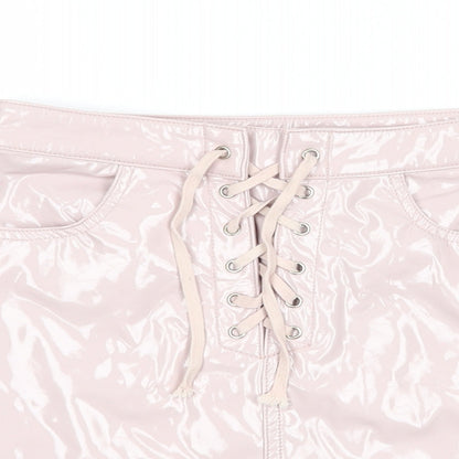 Denim Club Womens Pink  Polyurethane Mini Skirt Size 6   Lace Up