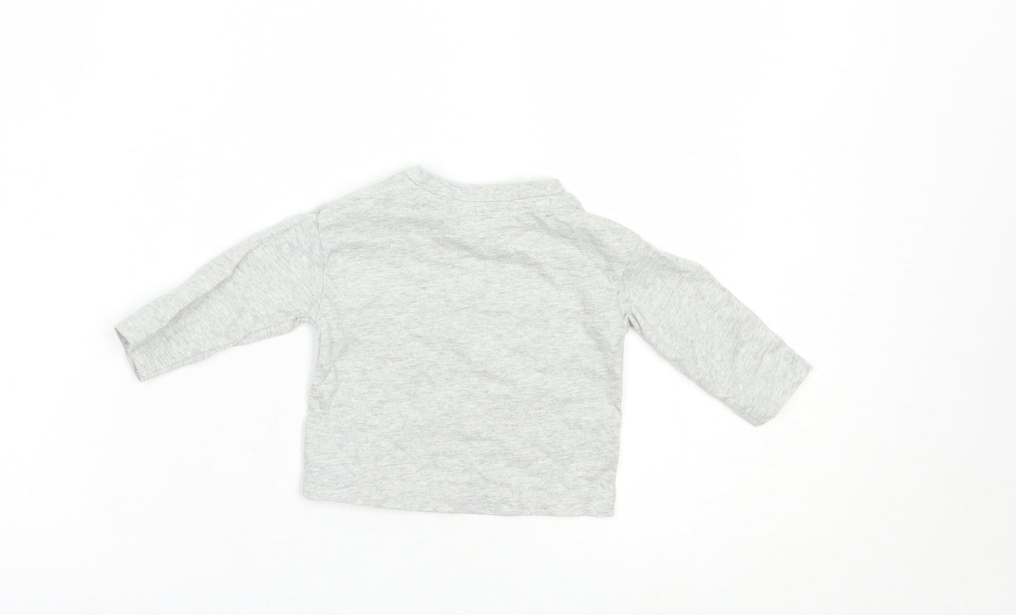 Mini Club Baby Grey  Cotton Pullover T-Shirt Size 0-3 Months Crew Neck Snap - Dino