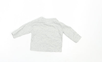 Mini Club Baby Grey  Cotton Pullover T-Shirt Size 0-3 Months Crew Neck Snap - Dino