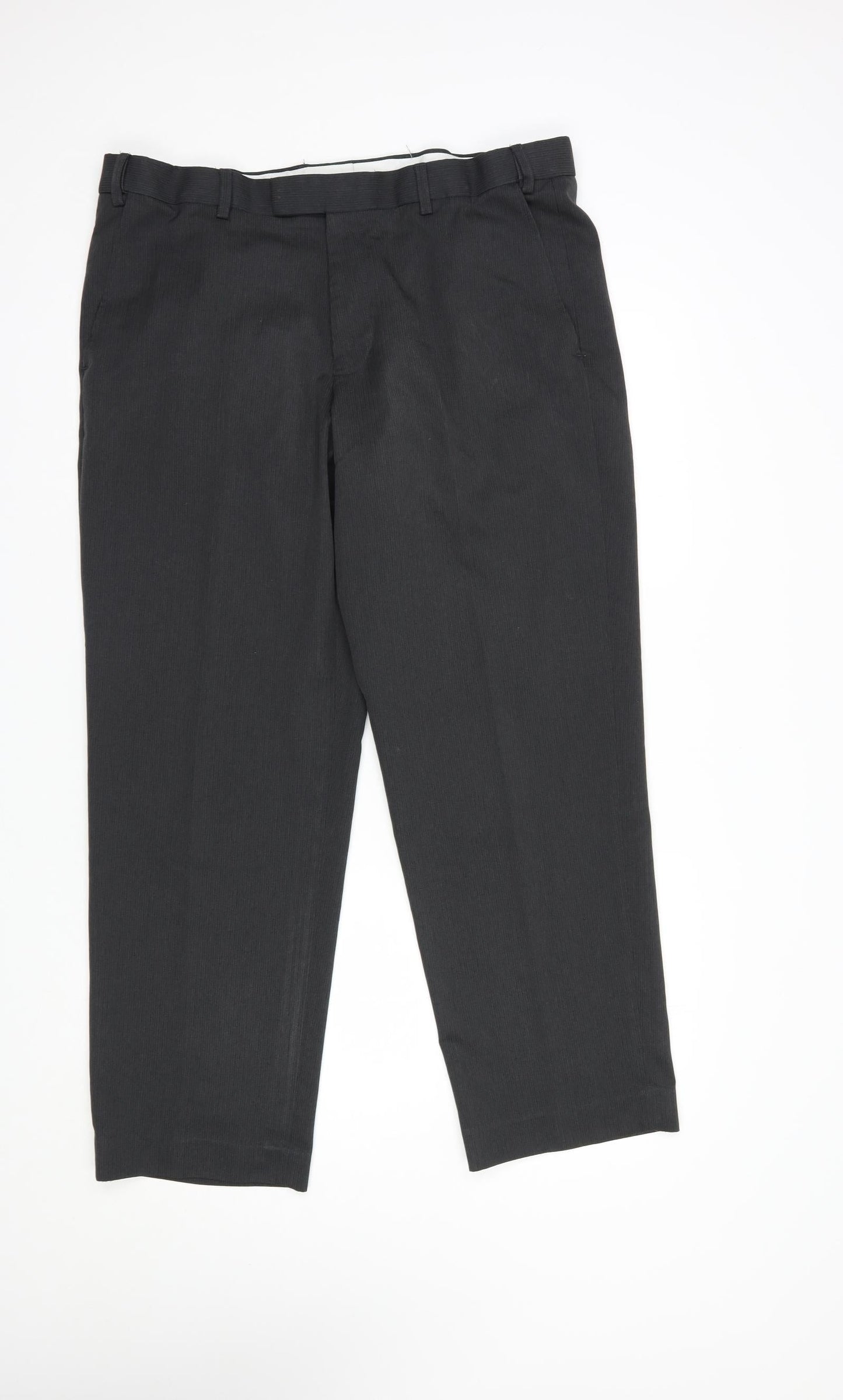 Dunnes Stores Mens Grey  Polyester Dress Pants Trousers Size 36 in L29 in Regular Hook & Eye