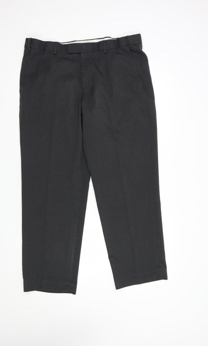 Dunnes Stores Mens Grey  Polyester Dress Pants Trousers Size 36 in L29 in Regular Hook & Eye