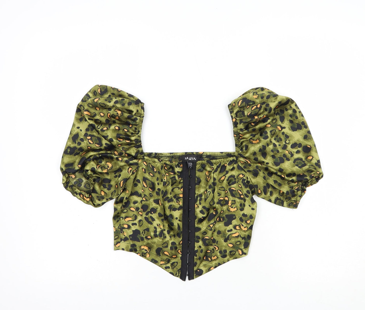 Womens UK Size 6 NaaNaa Green Cropped Blouse