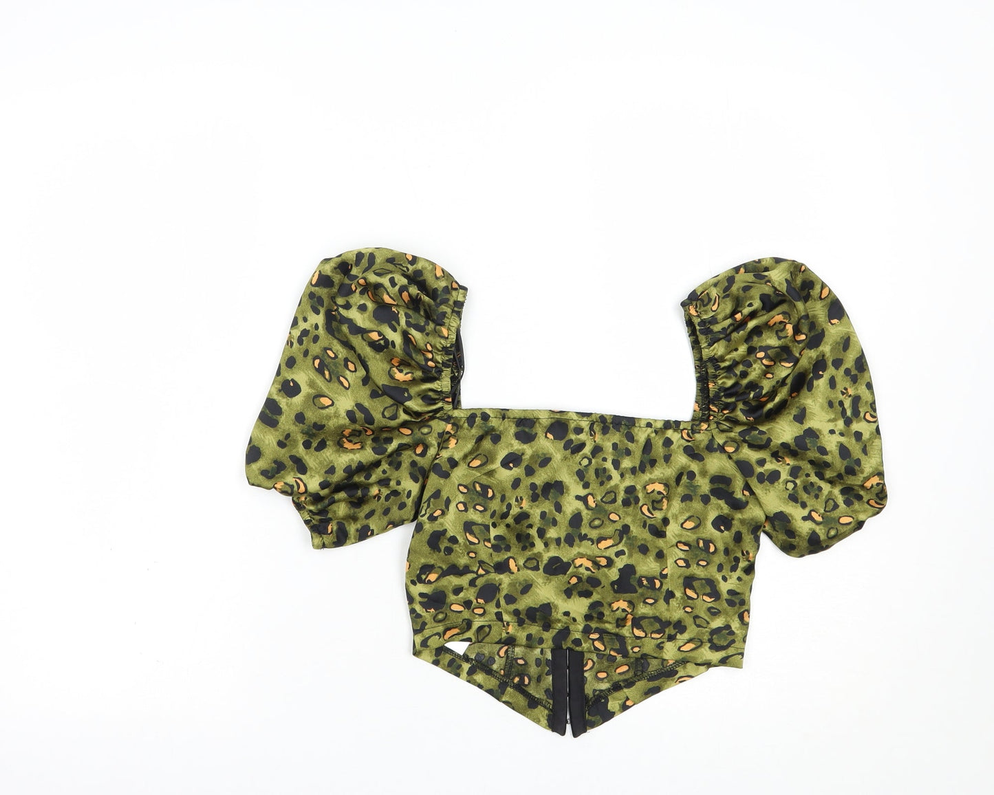 Womens UK Size 6 NaaNaa Green Cropped Blouse
