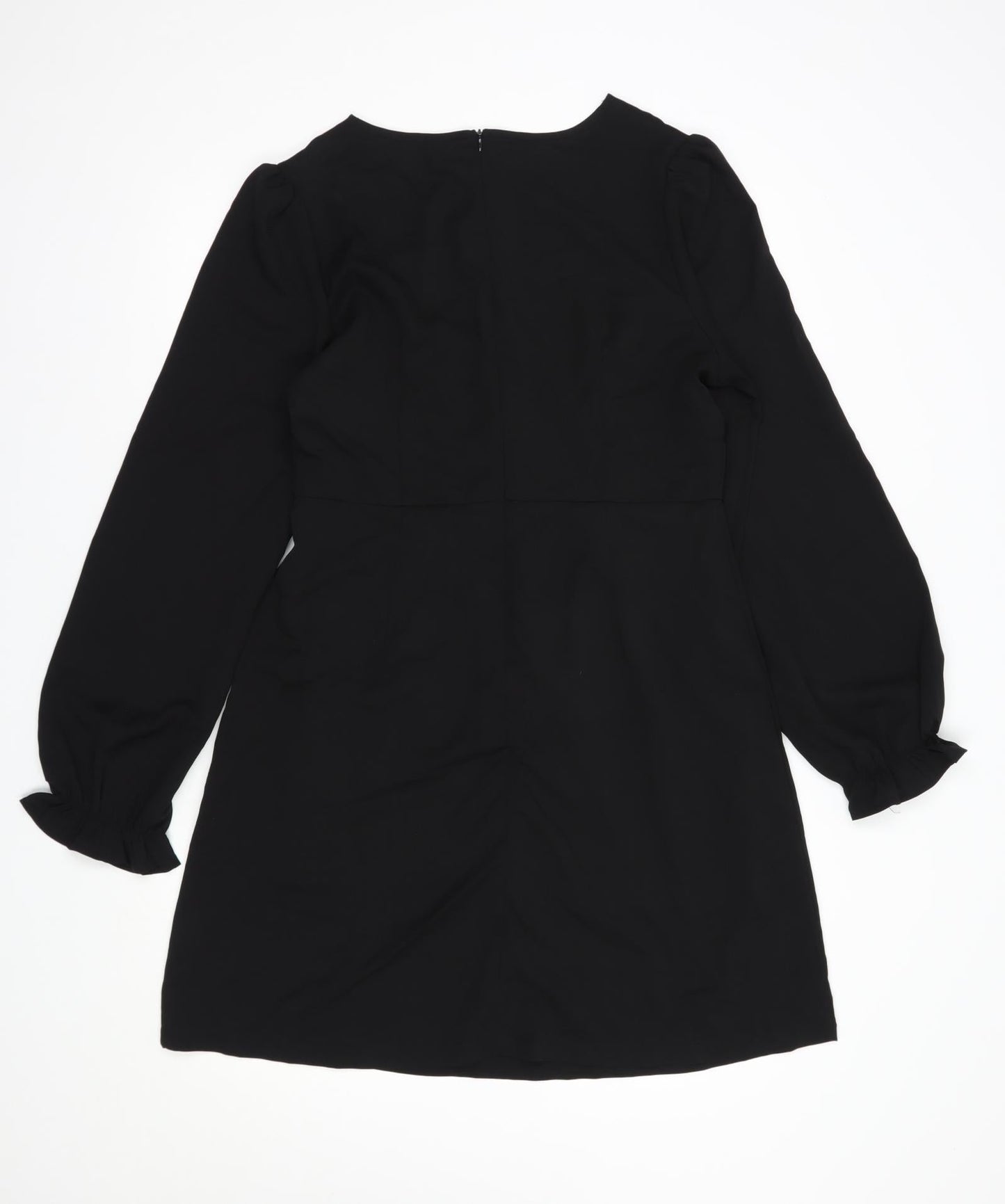 SheIn Womens Black  Polyester Fit & Flare  Size L  V-Neck Zip