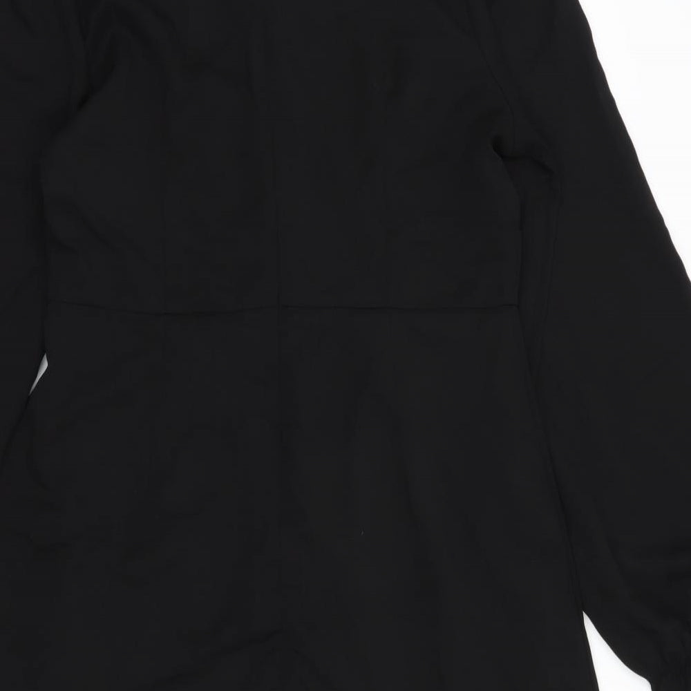 SheIn Womens Black  Polyester Fit & Flare  Size L  V-Neck Zip