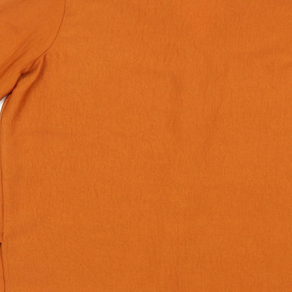 Papaya Womens Orange  Polyester Basic Button-Up Size 8 V-Neck