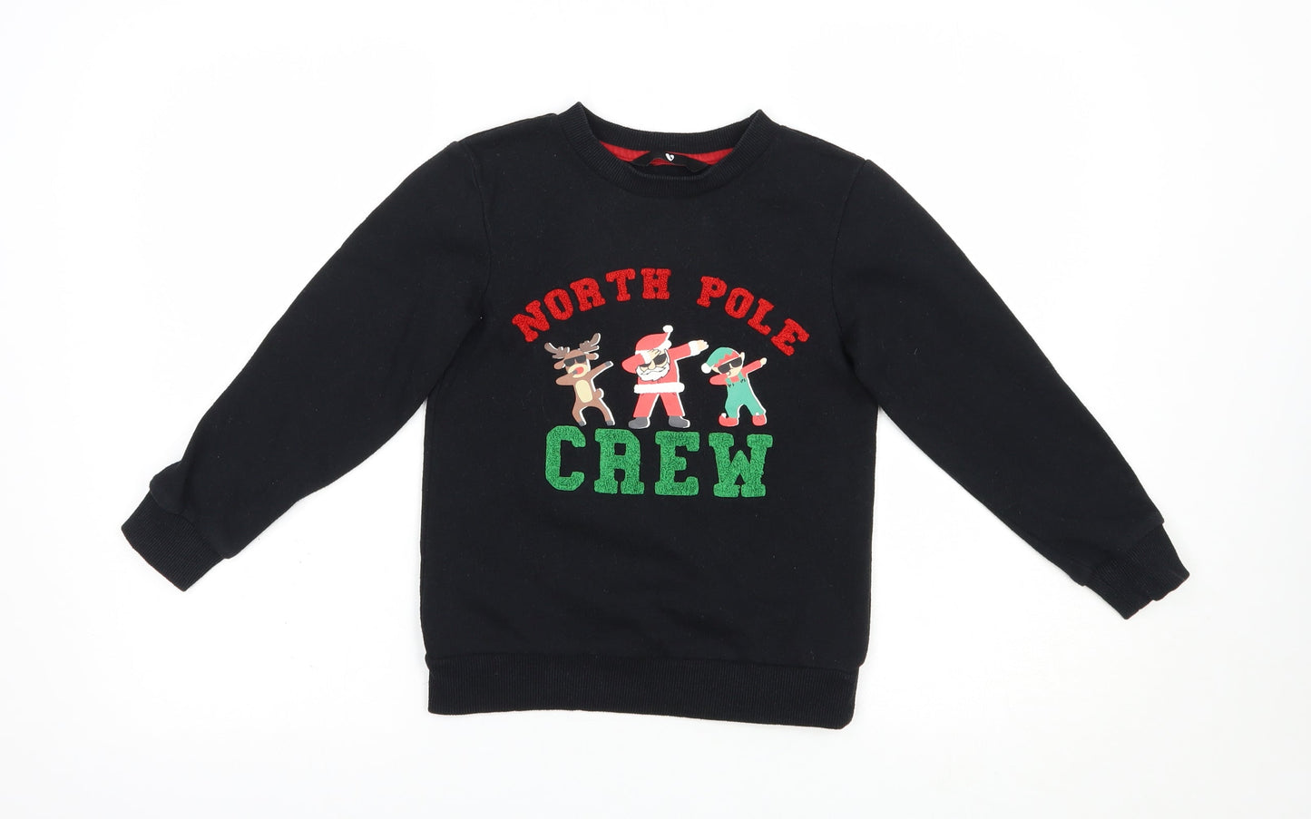 Very Girls Black  Cotton Pullover Sweatshirt Size 7 Years  Pullover - Christmas North Pole