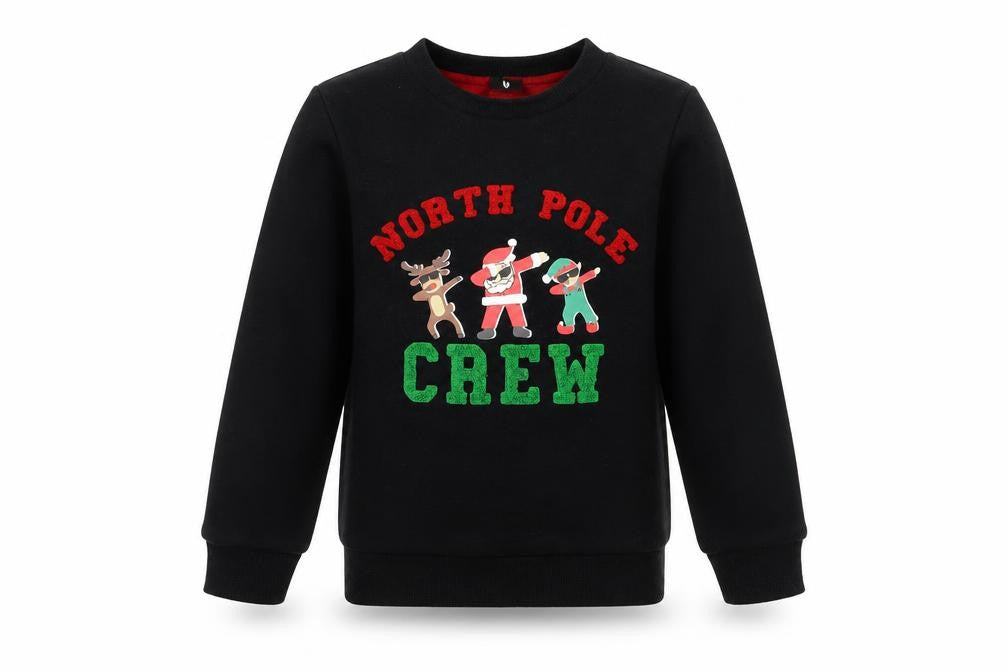 Very Girls Black  Cotton Pullover Sweatshirt Size 7 Years  Pullover - Christmas North Pole