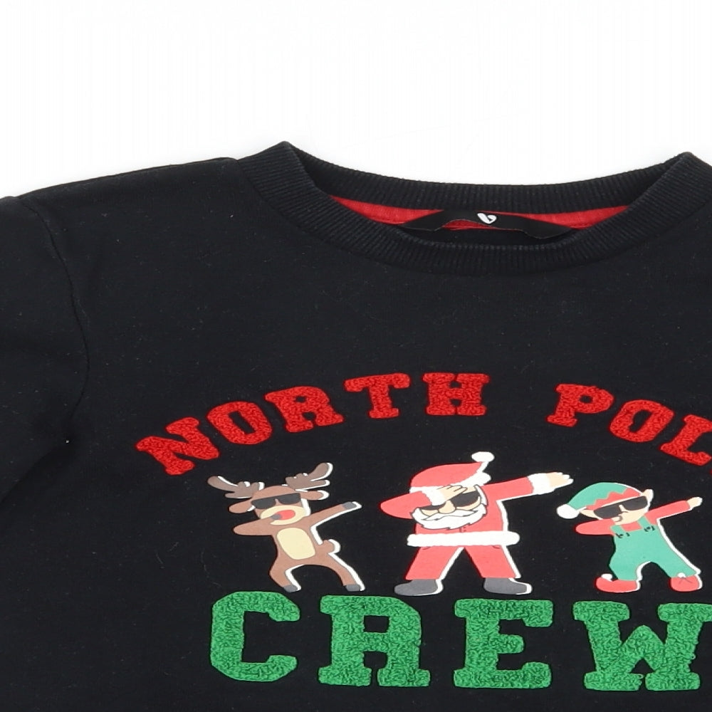 Very Girls Black  Cotton Pullover Sweatshirt Size 7 Years  Pullover - Christmas North Pole