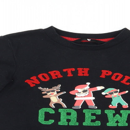 Very Girls Black  Cotton Pullover Sweatshirt Size 7 Years  Pullover - Christmas North Pole