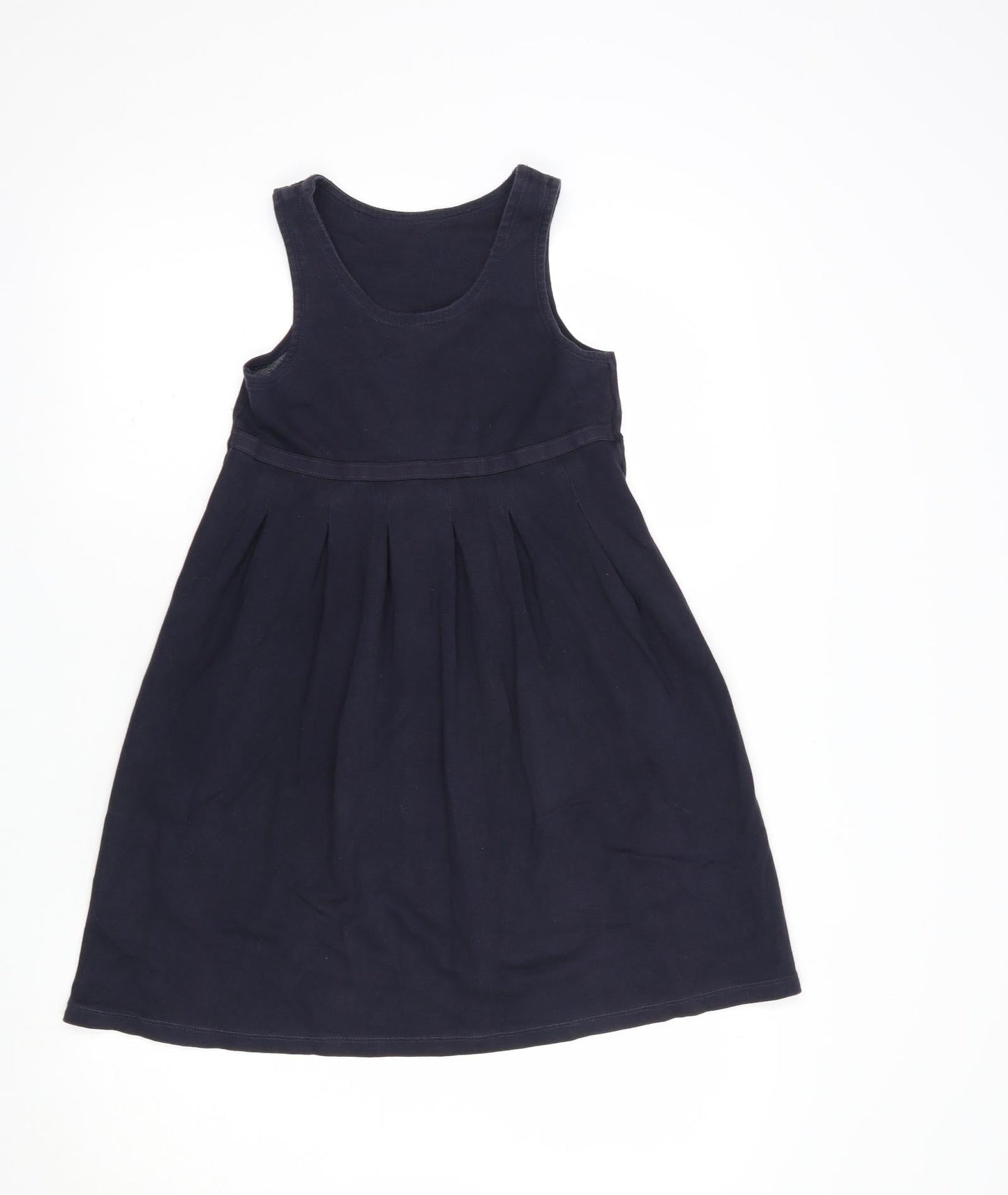 Dunnes Stores Girls Blue  Cotton Pinafore/Dungaree Dress  Size 9-10 Years  Scoop Neck Pullover