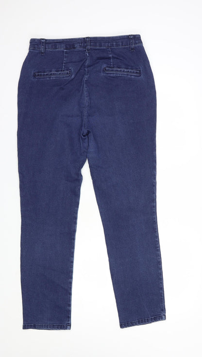 No2moro Womens Blue  Cotton Skinny Jeans Size 12 L29 in Regular Zip