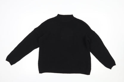 Missguided Womens Black Mock Neck  Acrylic Pullover Jumper Size 6