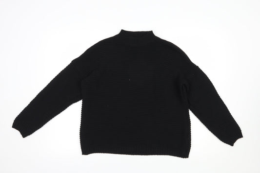 Missguided Womens Black Mock Neck  Acrylic Pullover Jumper Size 6