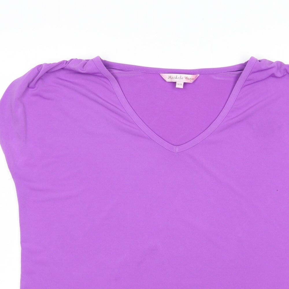 Womens UK Size 14 Michele Hope Purple Basic T-Shirt