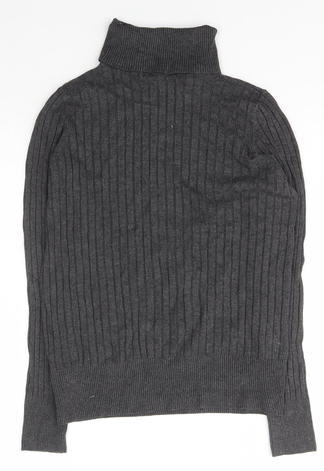 F&F Womens Green Roll Neck  Nylon Pullover Jumper Size 12