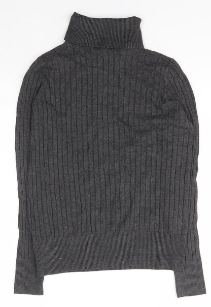 F&F Womens Green Roll Neck  Nylon Pullover Jumper Size 12