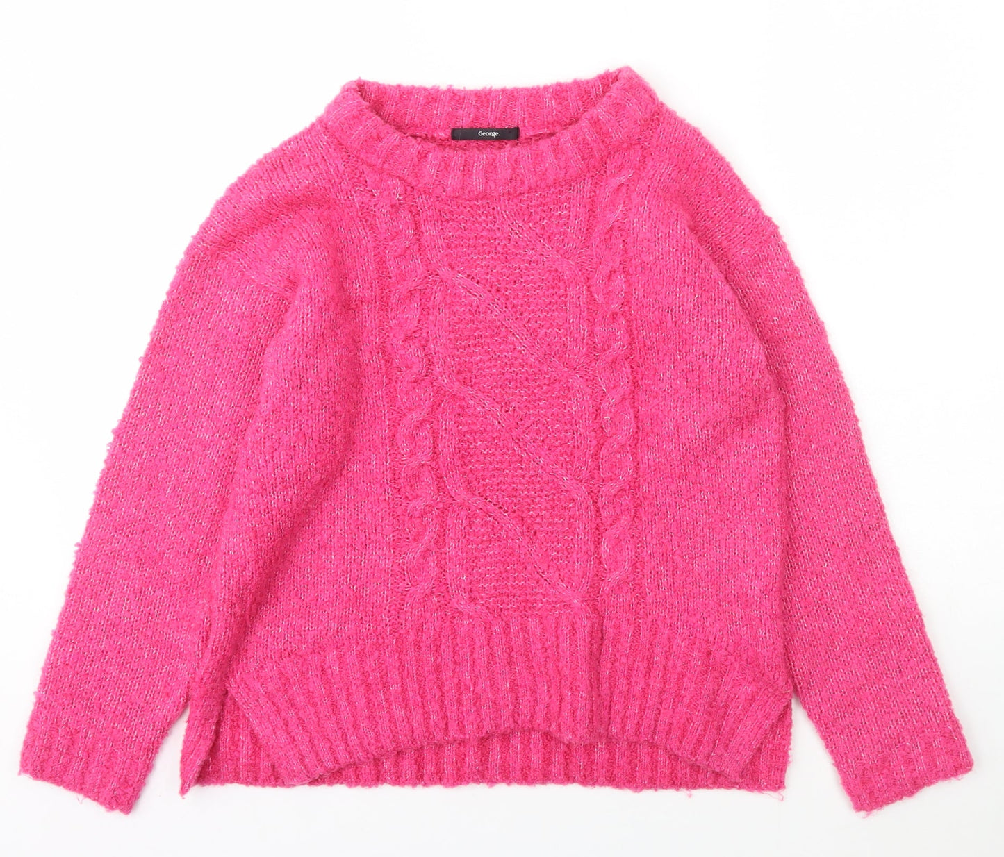George Womens Pink Boat Neck  Polyester Pullover Jumper Size S