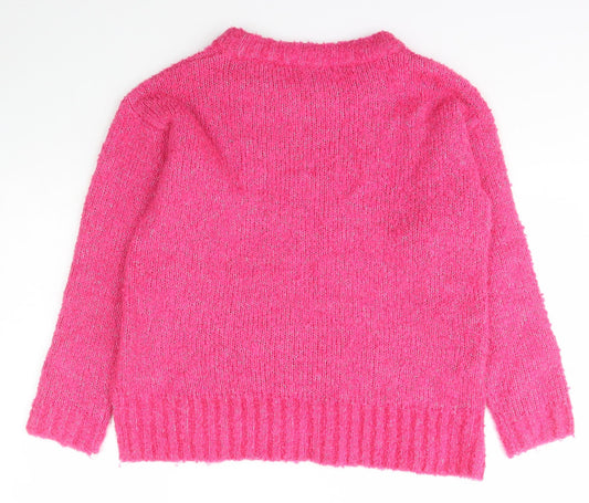 George Womens Pink Boat Neck  Polyester Pullover Jumper Size S