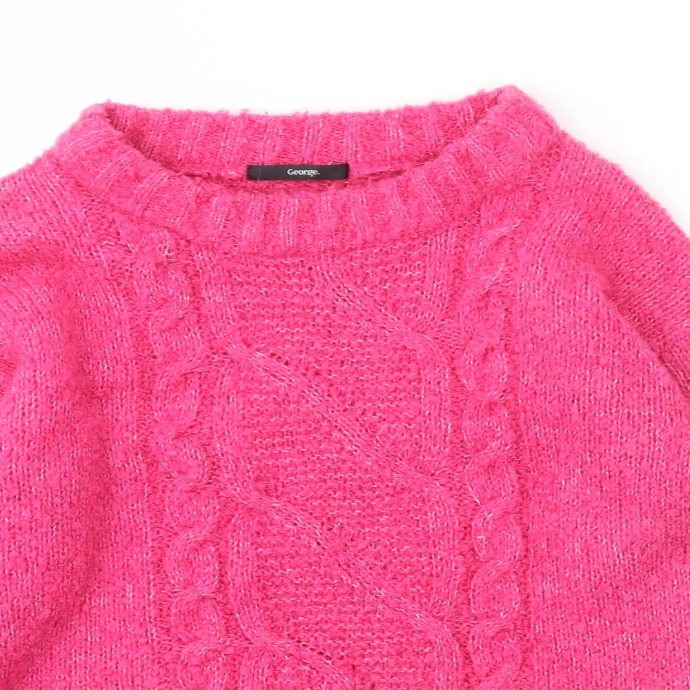 George Womens Pink Boat Neck  Polyester Pullover Jumper Size S