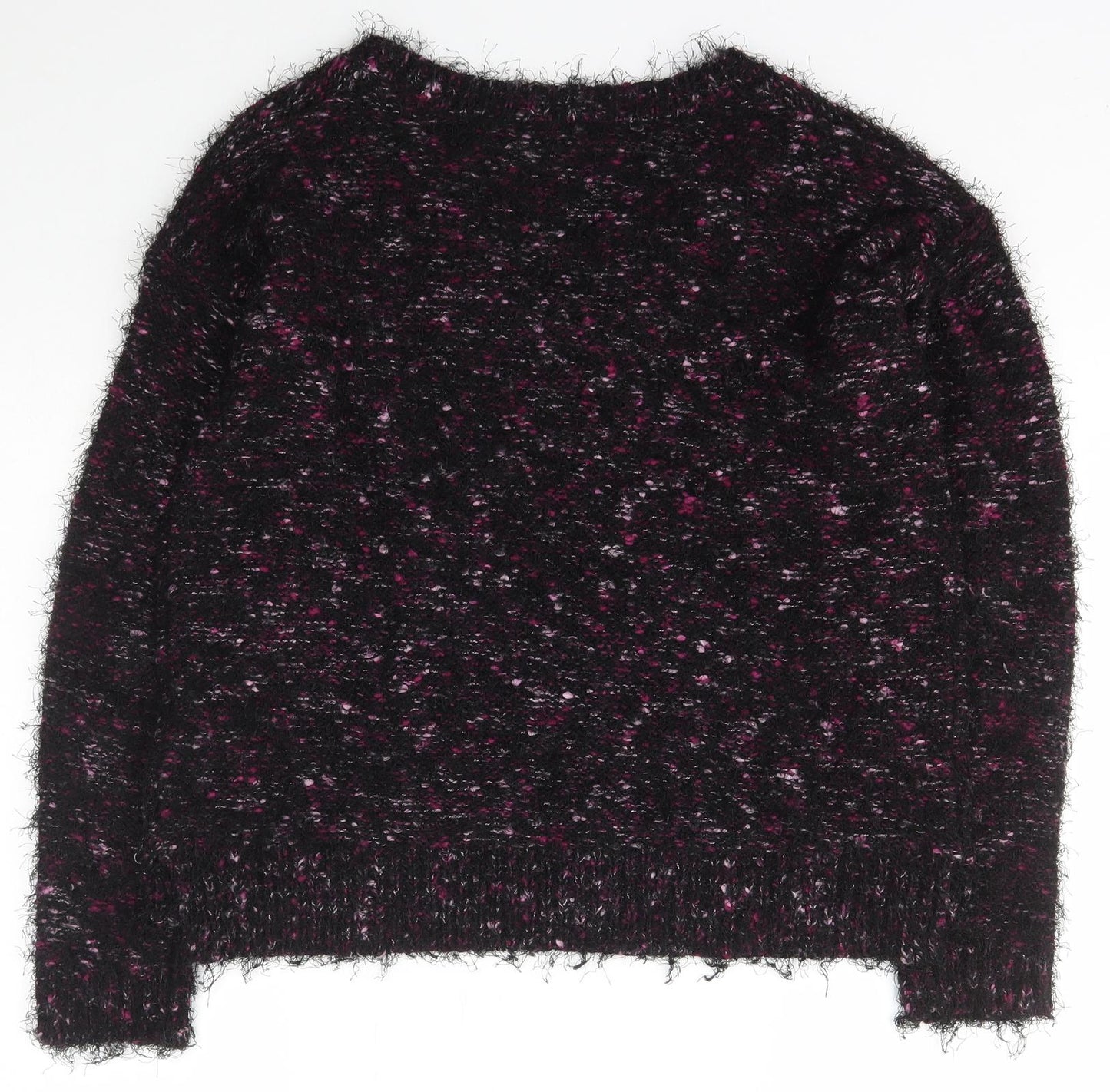 TU Womens Black V-Neck  Acrylic Pullover Jumper Size 12