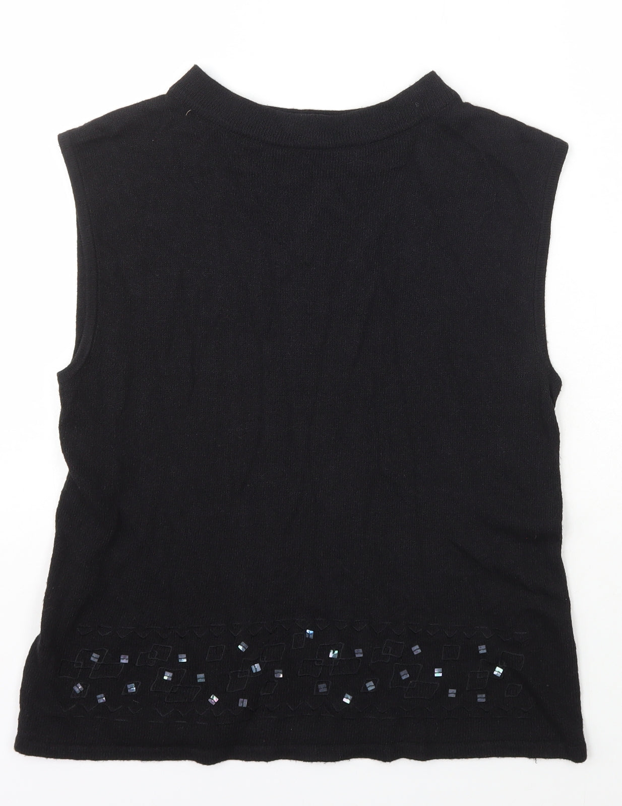 OffShoot Womens Black Boat Neck  Viscose Vest Jumper Size M