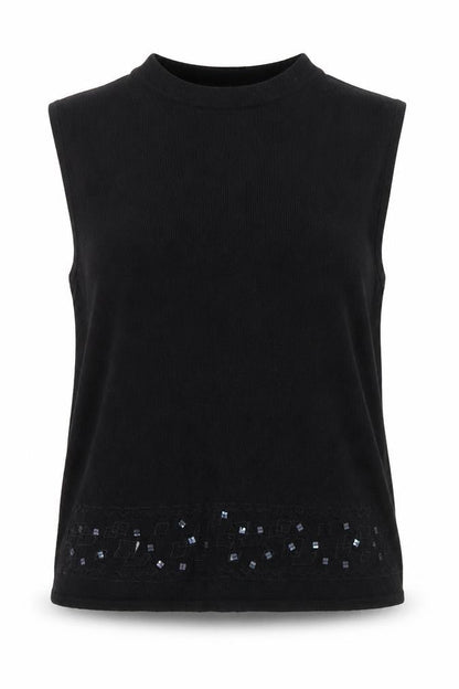 OffShoot Womens Black Boat Neck  Viscose Vest Jumper Size M